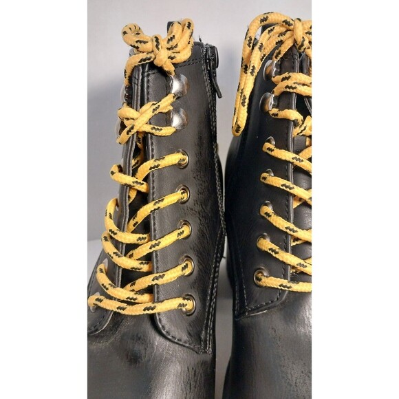 Seven7 Flatiron Platform Boots Womens Size 9 Black Leather Side Zip 2081 - Picture 7 of 10